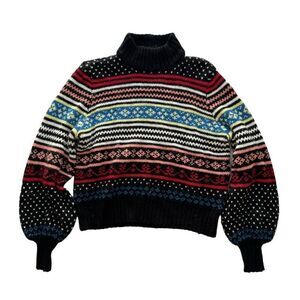 American Eagle Outfitters Women’s Multi Cable Knit Fair Isle Nordic Sweater Size